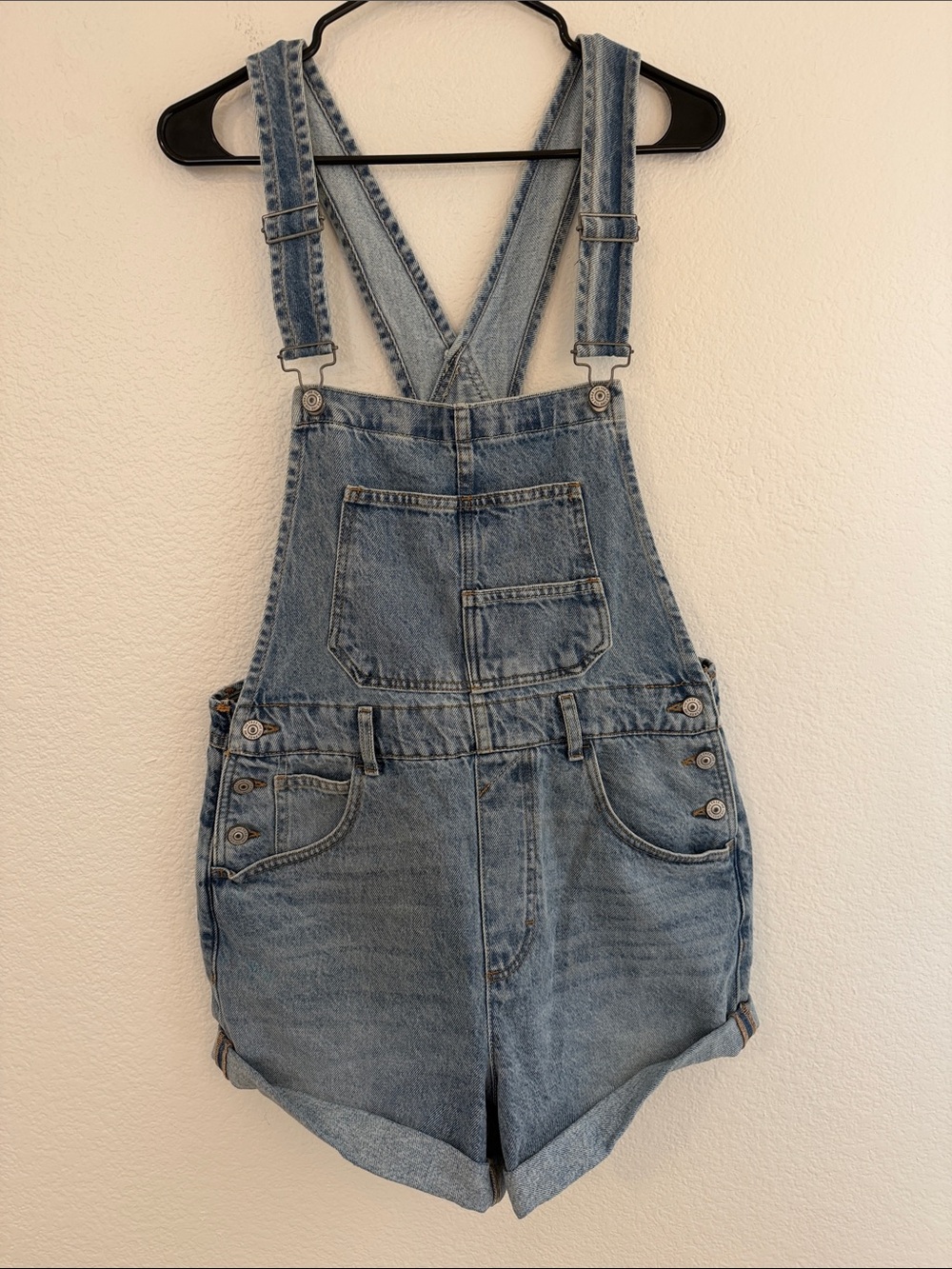 Free People Women's Ziggy Cotton Adjustable-Straps Shortalls Size Small - Picture 3 of 9
